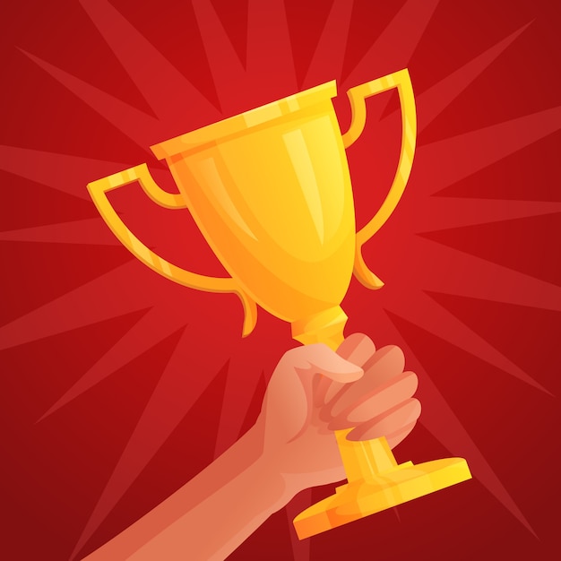 Free Vector Hand Holding Trophy