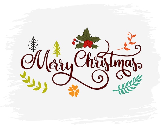 Premium Vector | Hand lettering merry christmas