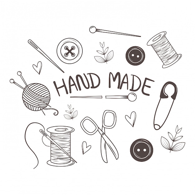 Download Premium Vector | Hand made sewing set icons