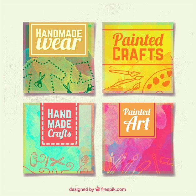 Free Vector | Hand painted banners for crafts