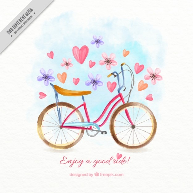 Hand painted bicycle with flowers and\
hearts