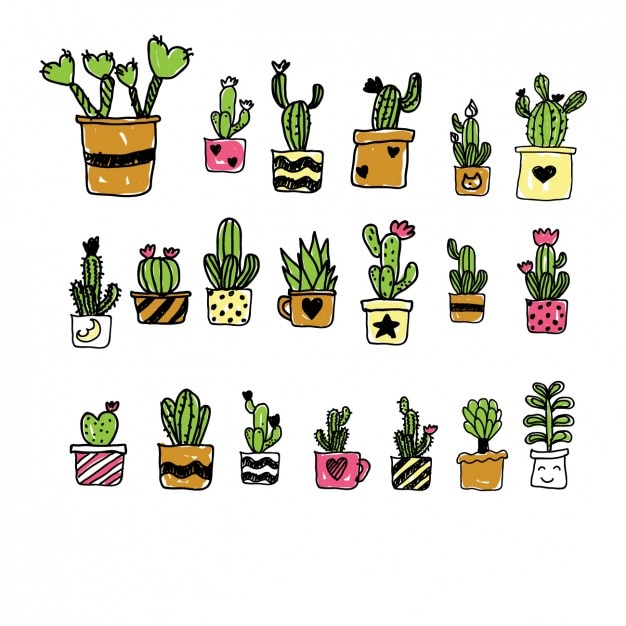 hand painted cartoon cactus collection_1096 17