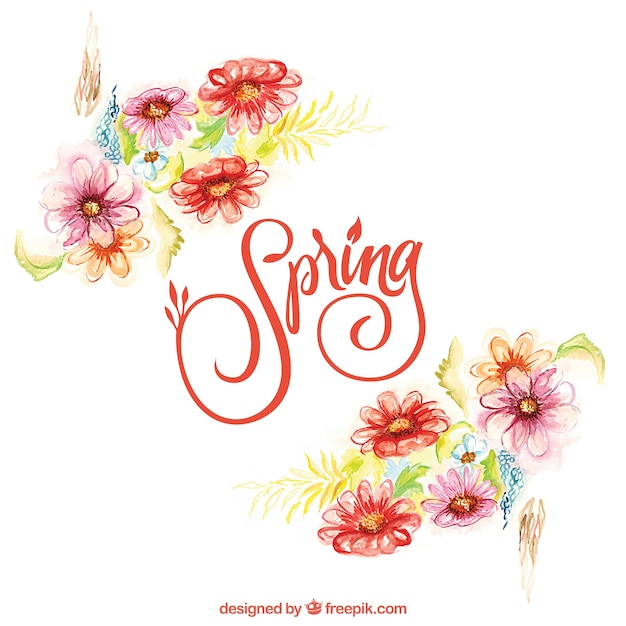 Hand painted delicate flowers spring
background