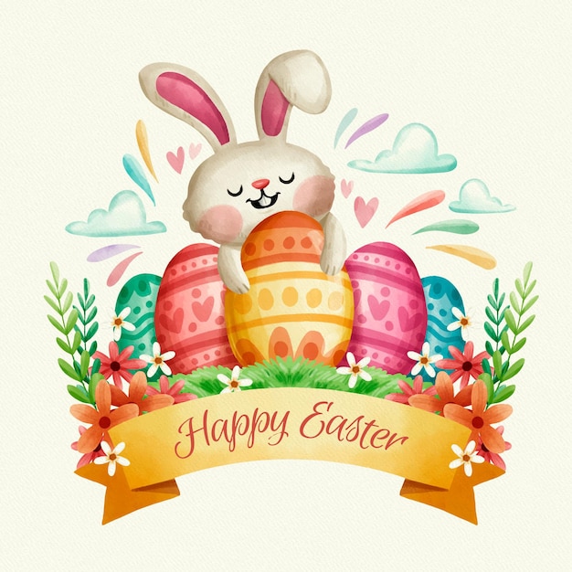 Hand painted easter day event Free Vector
