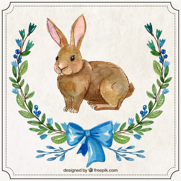 Download Hand painted easter rabbit with ornaments Vector | Free ...