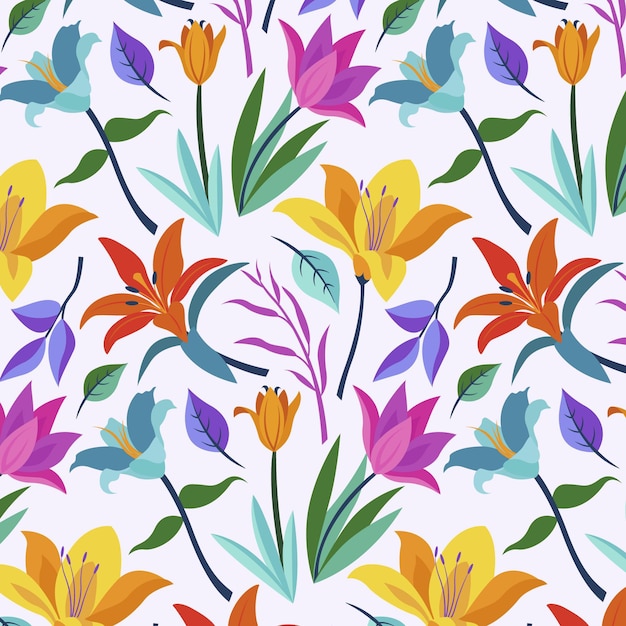 Premium Vector Hand Painted Exotic Floral Pattern