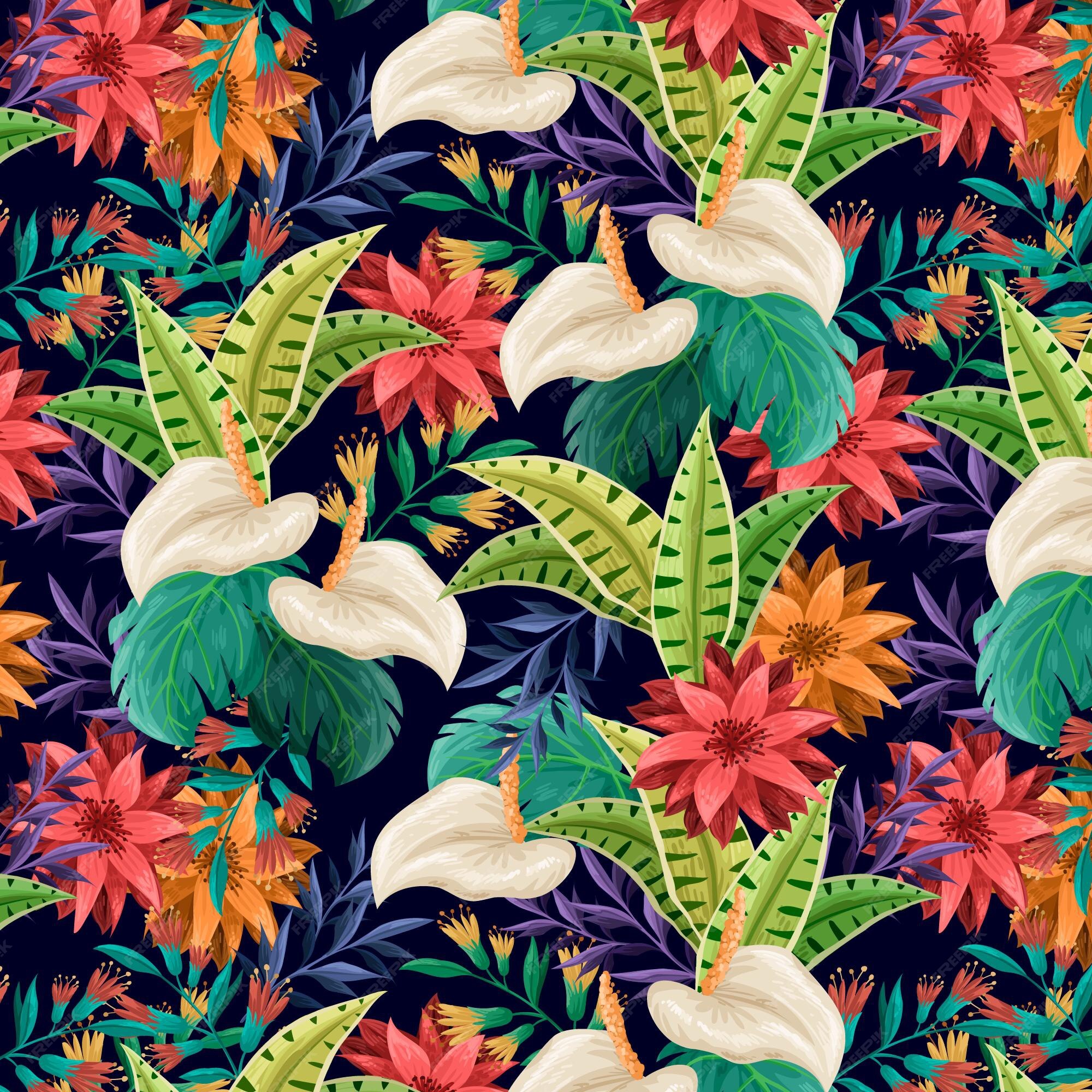 Free Vector | Hand-painted exotic floral pattern