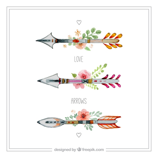 Download Hand painted floral arrows | Free Vector