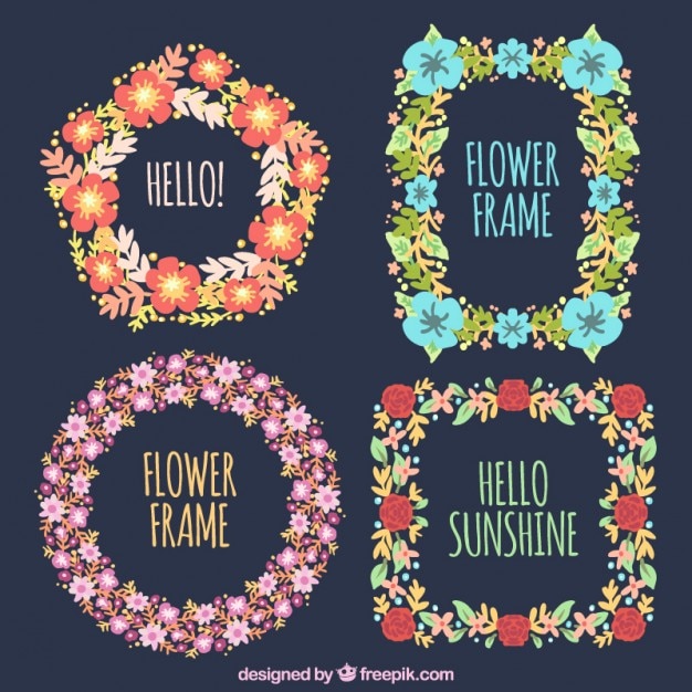 Download Vector Hand Painted Floral Frames Vectorpicker