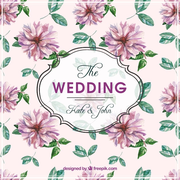 Hand painted floral invitation for weeding Vector | Free Download