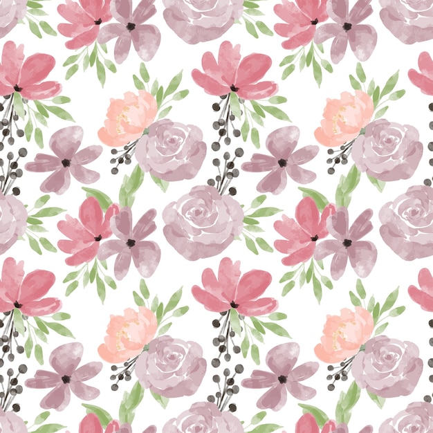 Premium Vector Hand Painted Floral Watercolor Repeat Pattern With Rose Peony Petal Illustration