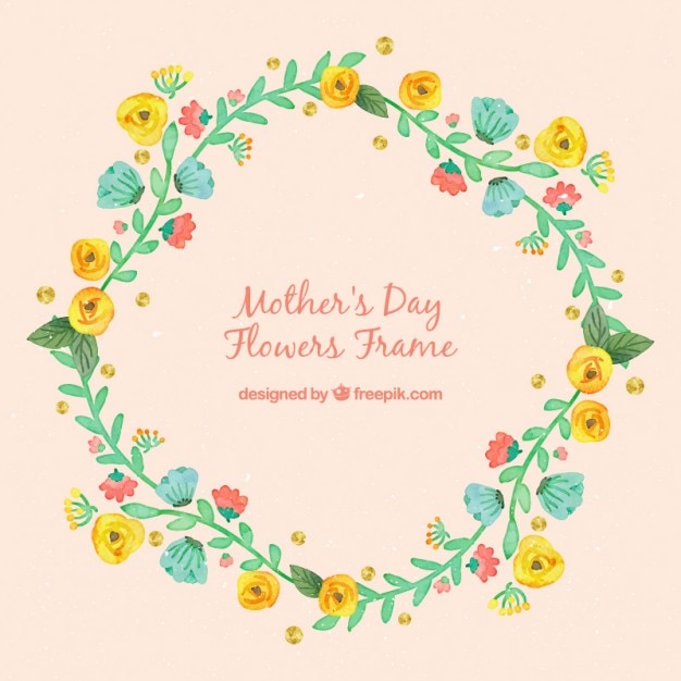 Hand painted floral wreath with yellow
roses