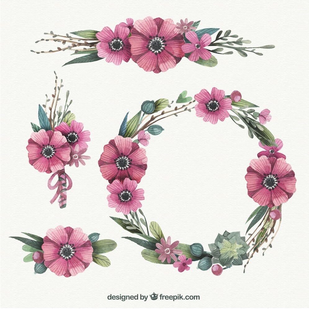 Free Vector | Hand painted floral wreath