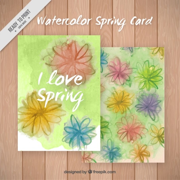 Hand painted flowers spring cards