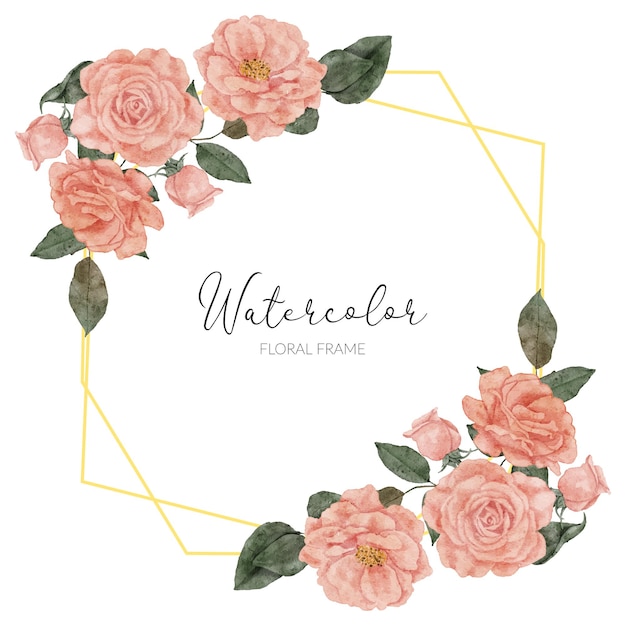 Premium Vector | Hand painted frame rustic with rose floral watercolor