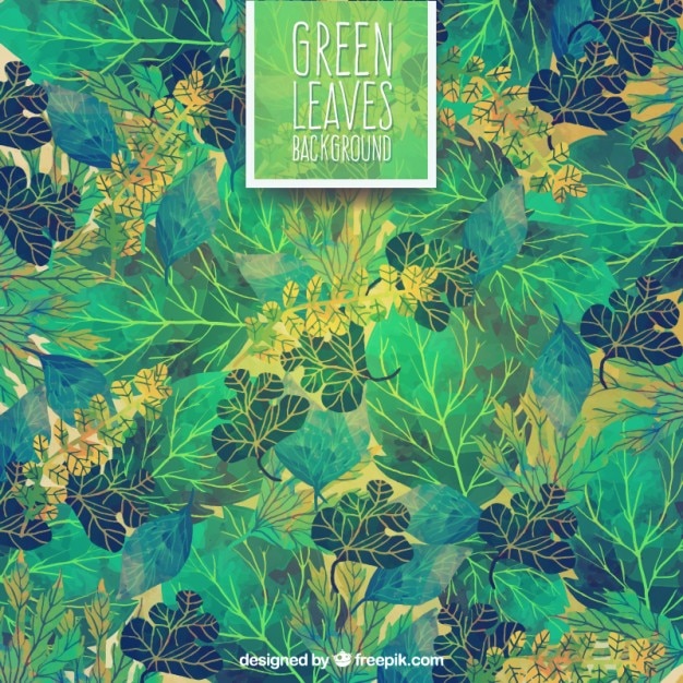 Premium Vector | Hand painted green leaves background