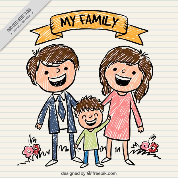 Hand Painted Happy Family Background | Free Vector