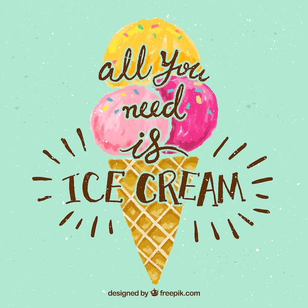 Hand painted ice-cream summer lettering with nice phrase Vector | Free ...