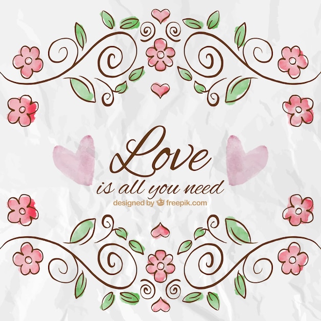 Free Vector | Hand painted love card in floral style