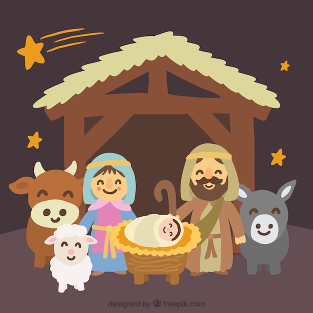 Hand painted lovely nativity scene