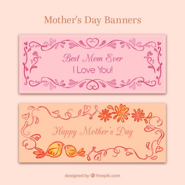 Hand painted mother's day banners with
ornaments