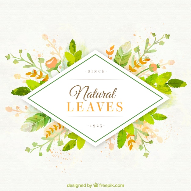 Hand painted natural  leaves background Free Vector