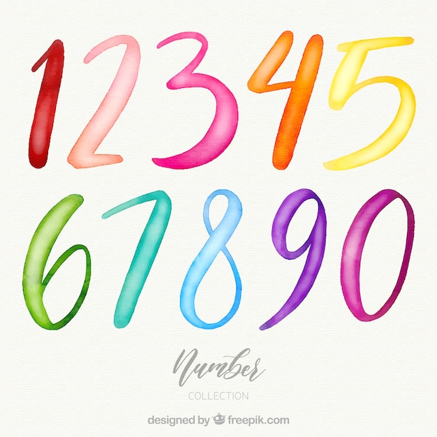 Hand painted number collection | Free Vector