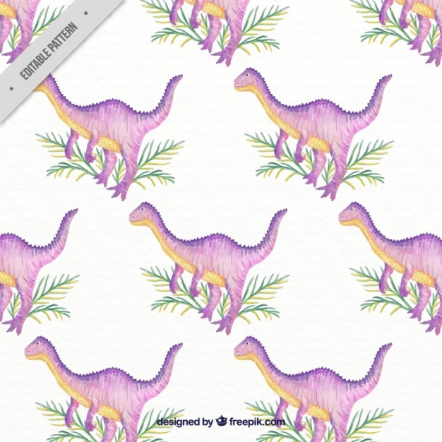 Hand painted purple dinosaur with leaves
pattern