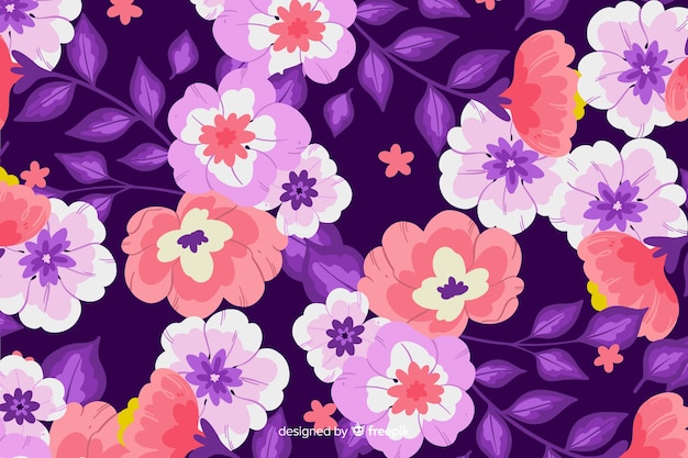 Purple Floral Pattern Background / Seamless Floral Pattern Wallpaper Seamless Flower Pattern