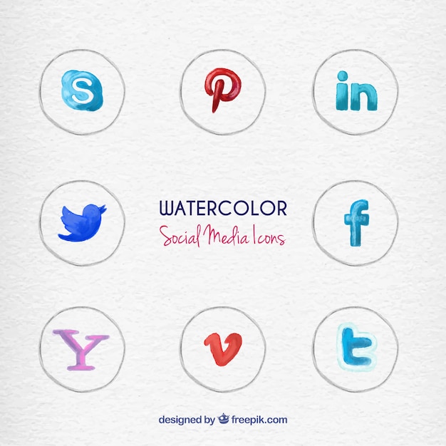 Hand Painted Social Media Icons Free Vector