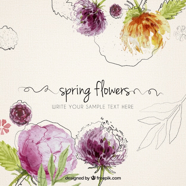 Hand painted spring flowers background
