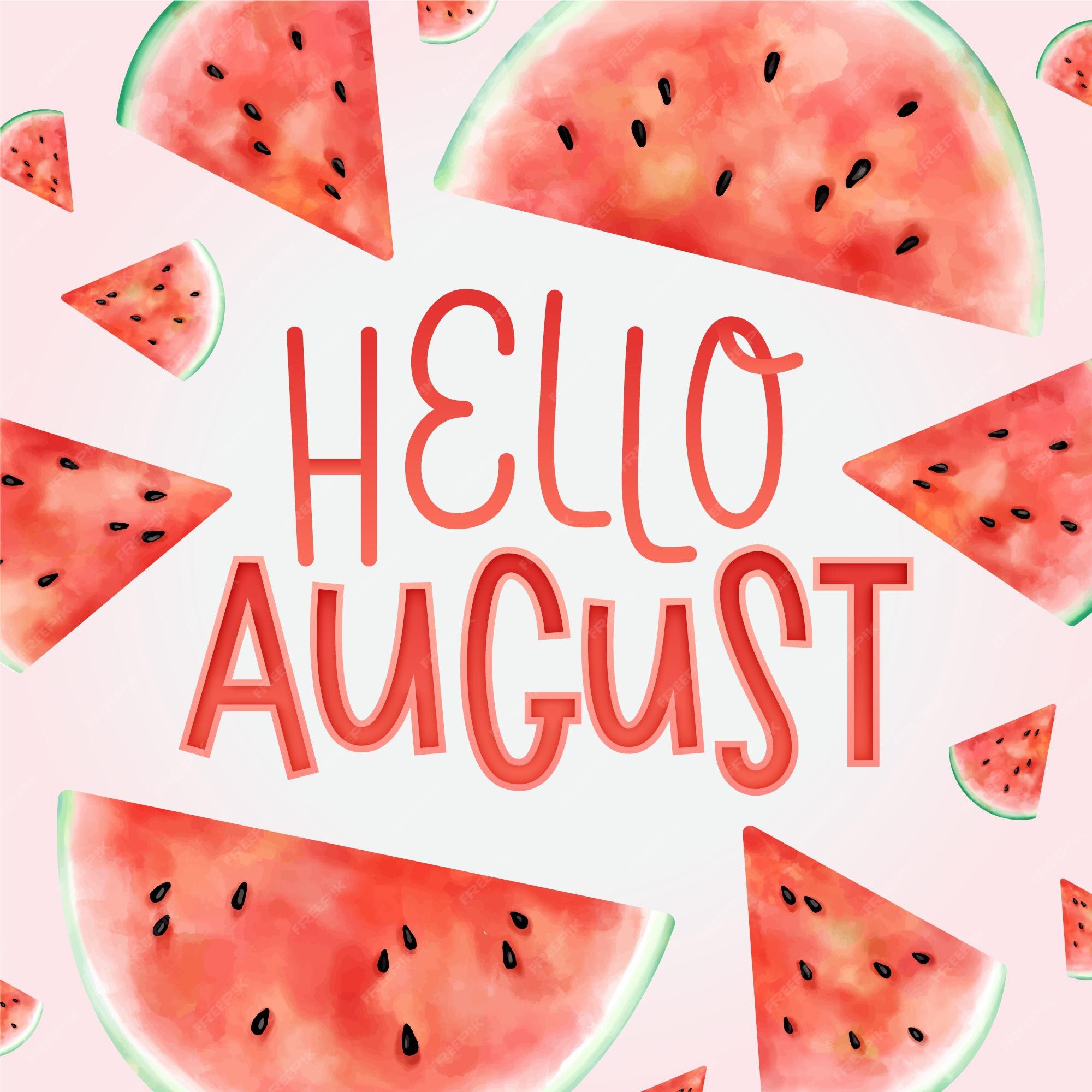 Premium Vector | Hand painted watercolor august lettering with fruits