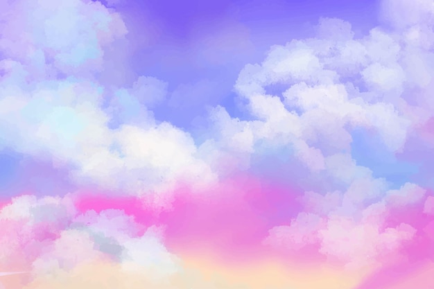 空と雲の形で手描き水彩背景グラデーションパステル プレミアムベクター
