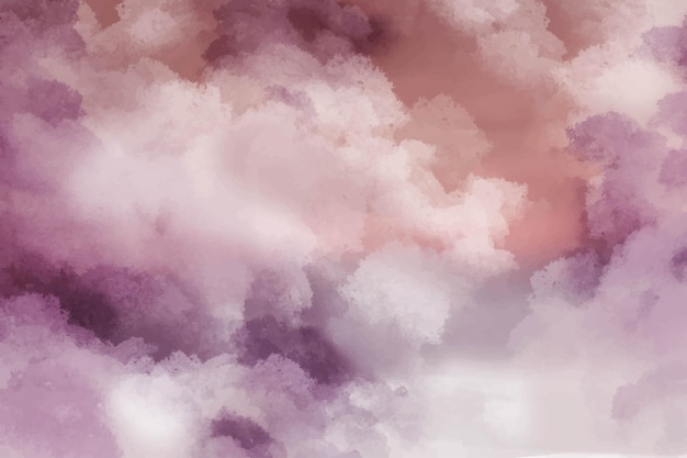 空と雲の形で手描きの水彩画の背景 無料のベクター