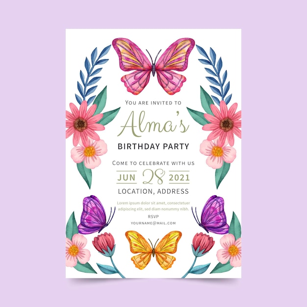 Butterfly Birthday Invitations