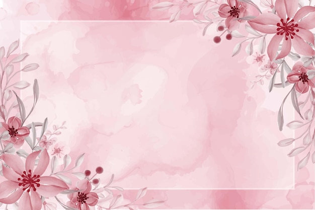 手描きの水彩画の花ピンクの背景 無料のベクター
