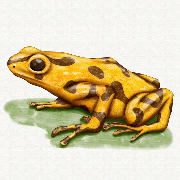 手描きの水彩カエルのイラスト 無料のベクター
