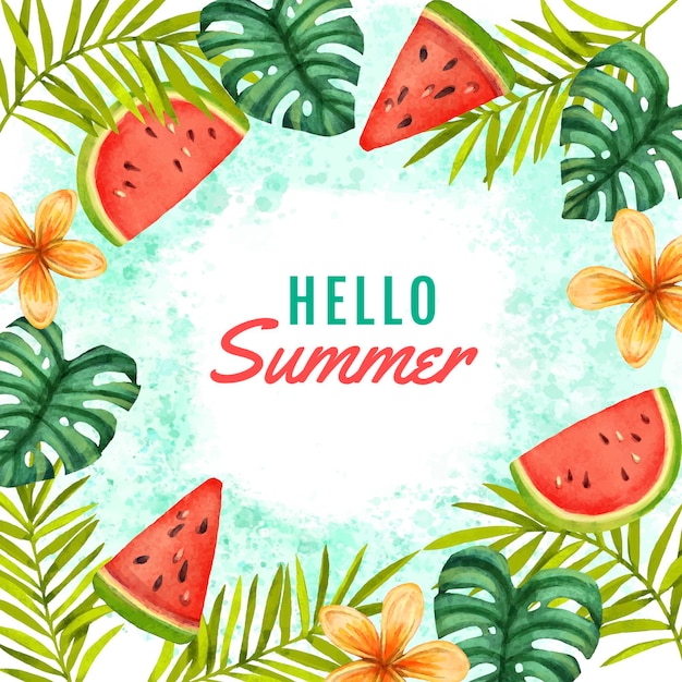 Free Vector Hand Painted Watercolor Hello Summer Illustration