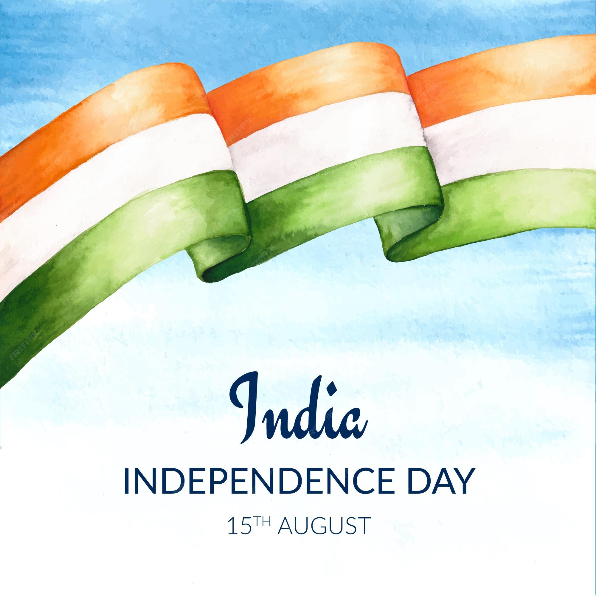 Premium Vector | Hand painted watercolor india independence day ...