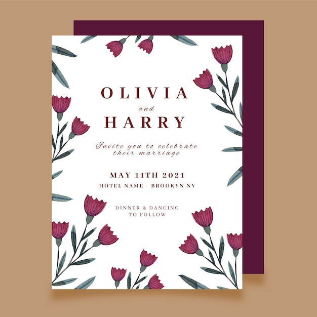 Free Vector Hand painted watercolor minimalist wedding