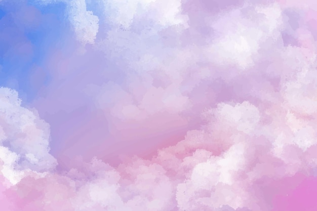 手描きの水彩パステル空雲の背景 無料のベクター