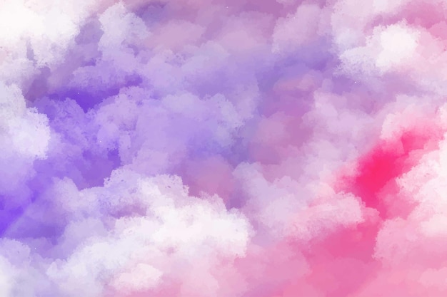 手描きの水彩パステル空雲の背景 無料のベクター