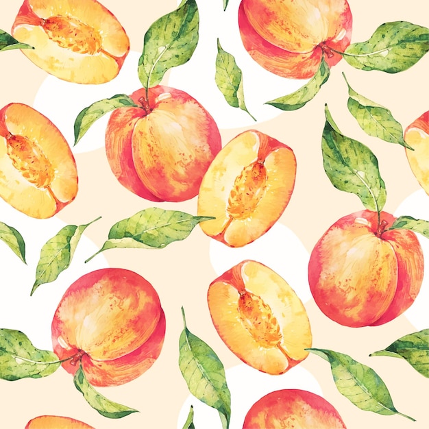 Premium Vector | Hand painted watercolor peach pattern