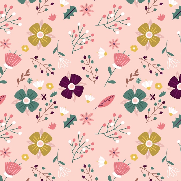 Free Vector | Hand painted watercolor pressed flowers pattern