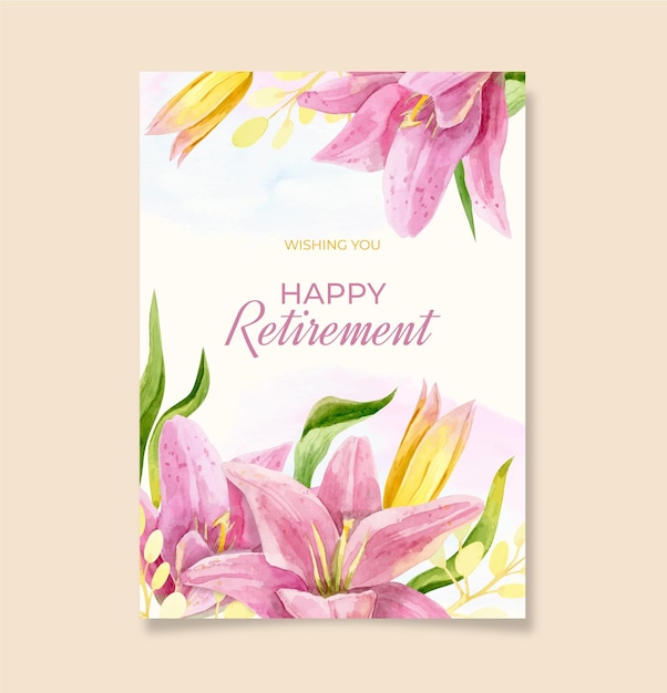 Free Vector | Hand painted watercolor retirement greeting card template