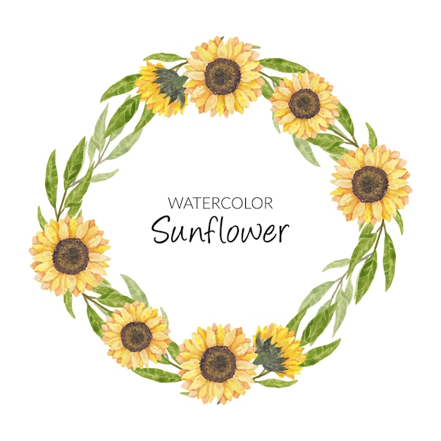 Download Premium Vector | Hand painted watercolor sunflower wreath ...