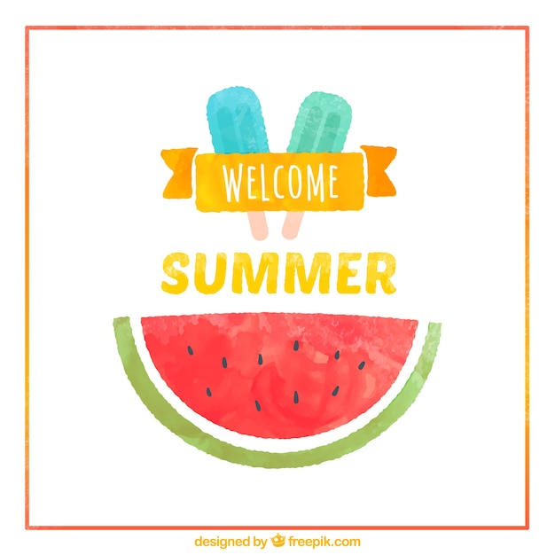 Free Vector | Hand painted welcome summer card