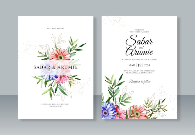 Premium Vector | Hand painting watercolor floral for wedding invitation ...