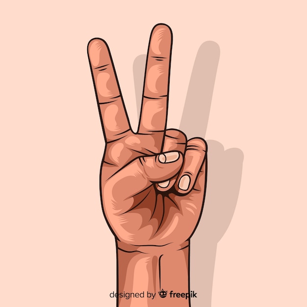 Download Hand peace sign realistic background | Free Vector