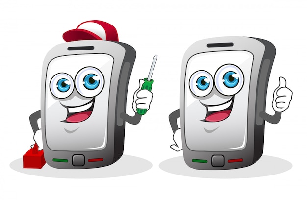 Premium Vector Hand Phone Mascot Cartoon